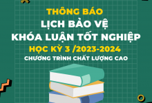 Lịch bảo vệ Khóa luận tốt nghiệp HK2 năm 2023-2024 [chương trình Chất lượng cao]